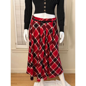 Vintage Jody California Red Plaid A-Line Skirt M